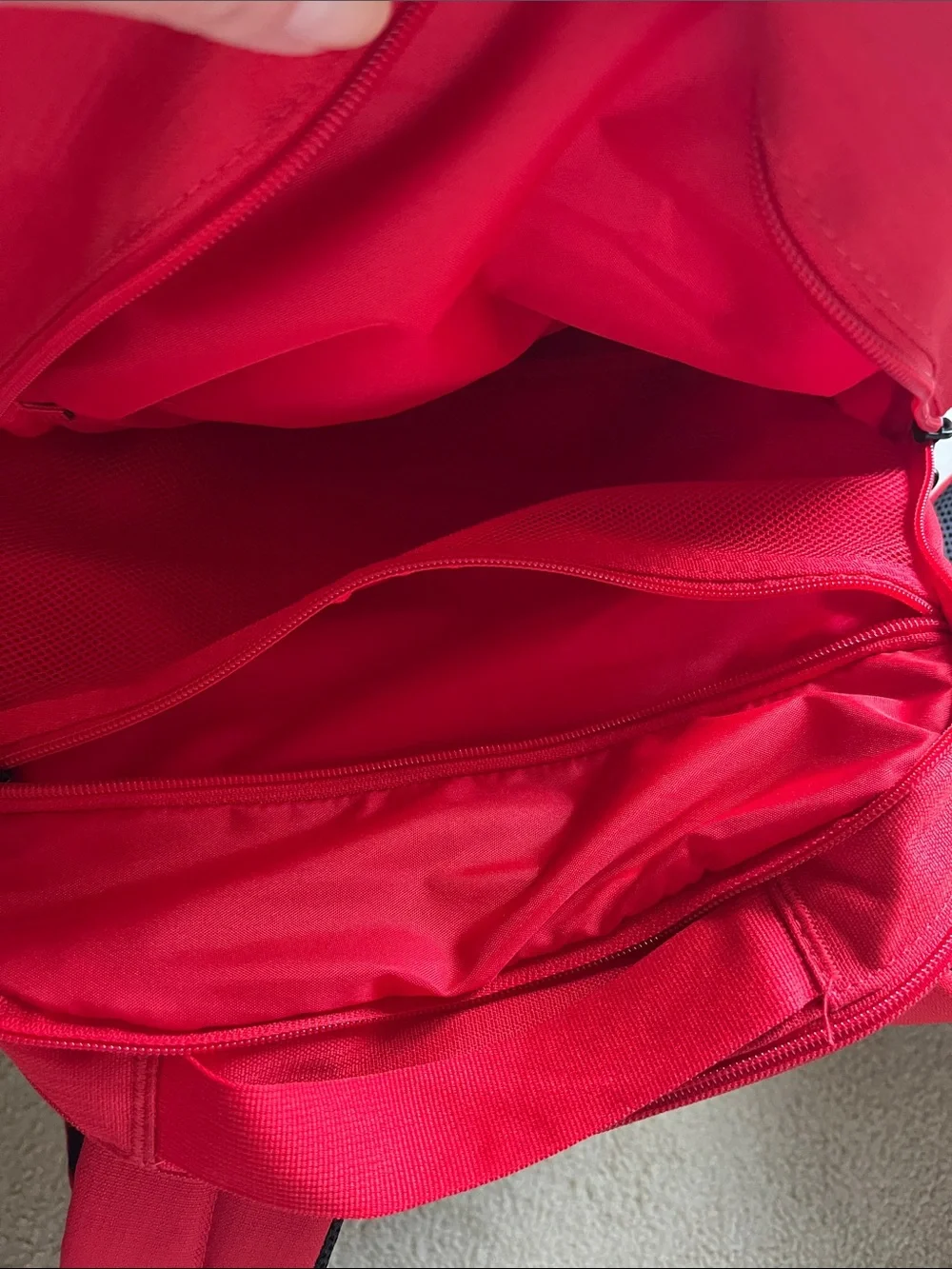 Nike Red and Black Backpack with White Swoosh